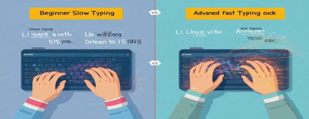 Typing speed WPM result screen showing words per minute and accuracy score