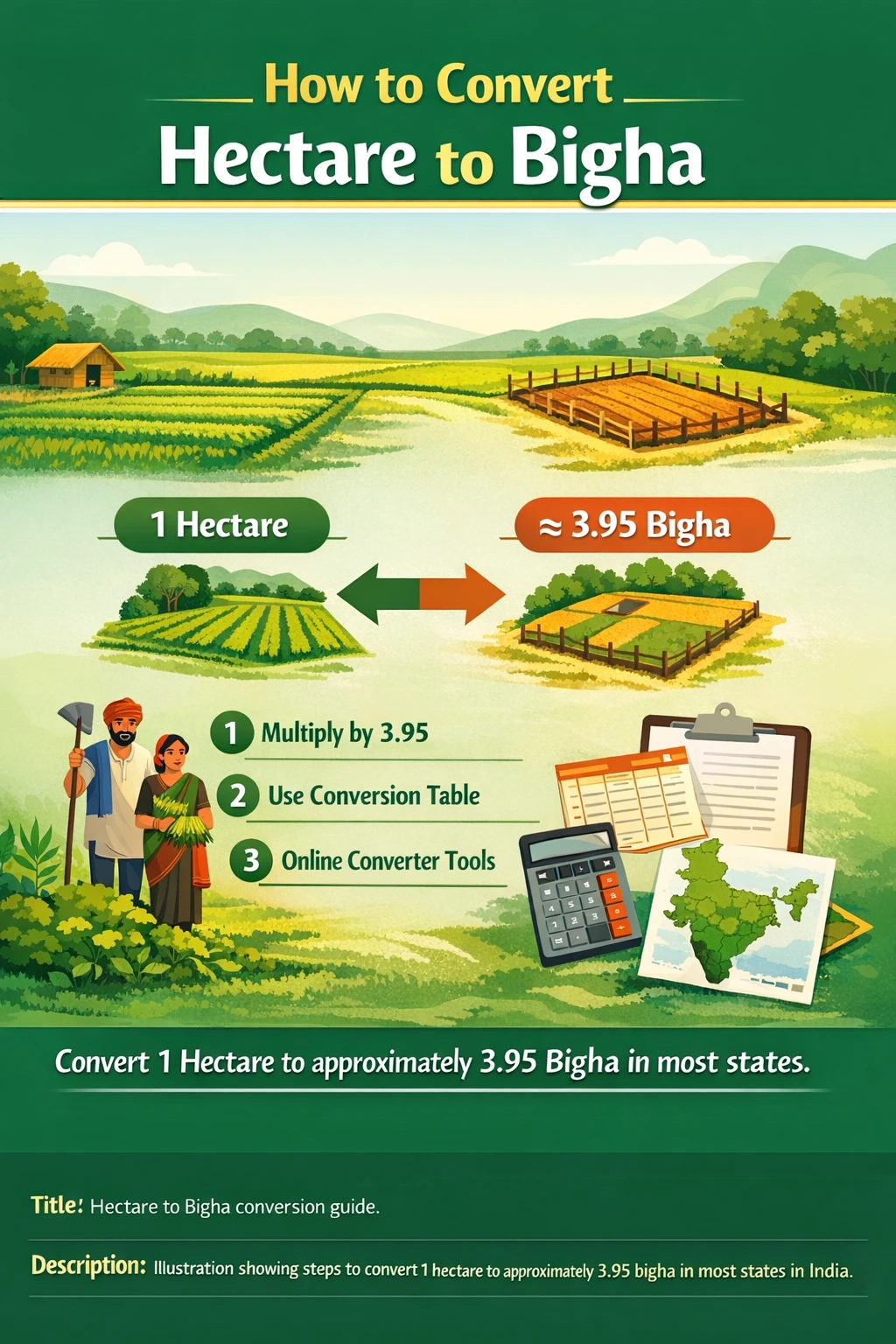 How to Convert Hectare to Bigha Step by Step