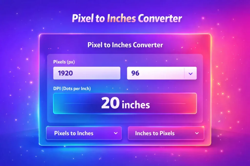 pixel to inches converter tool interface preview