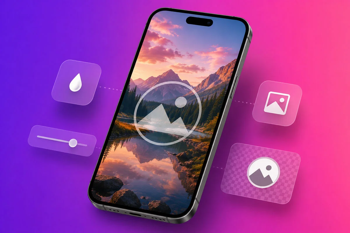 Add logo to photo online free tool interface showing transparent logo watermark on image